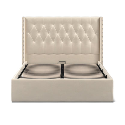 Lowick Beige Linen King Size Upholstered Ottoman Bed Frame
