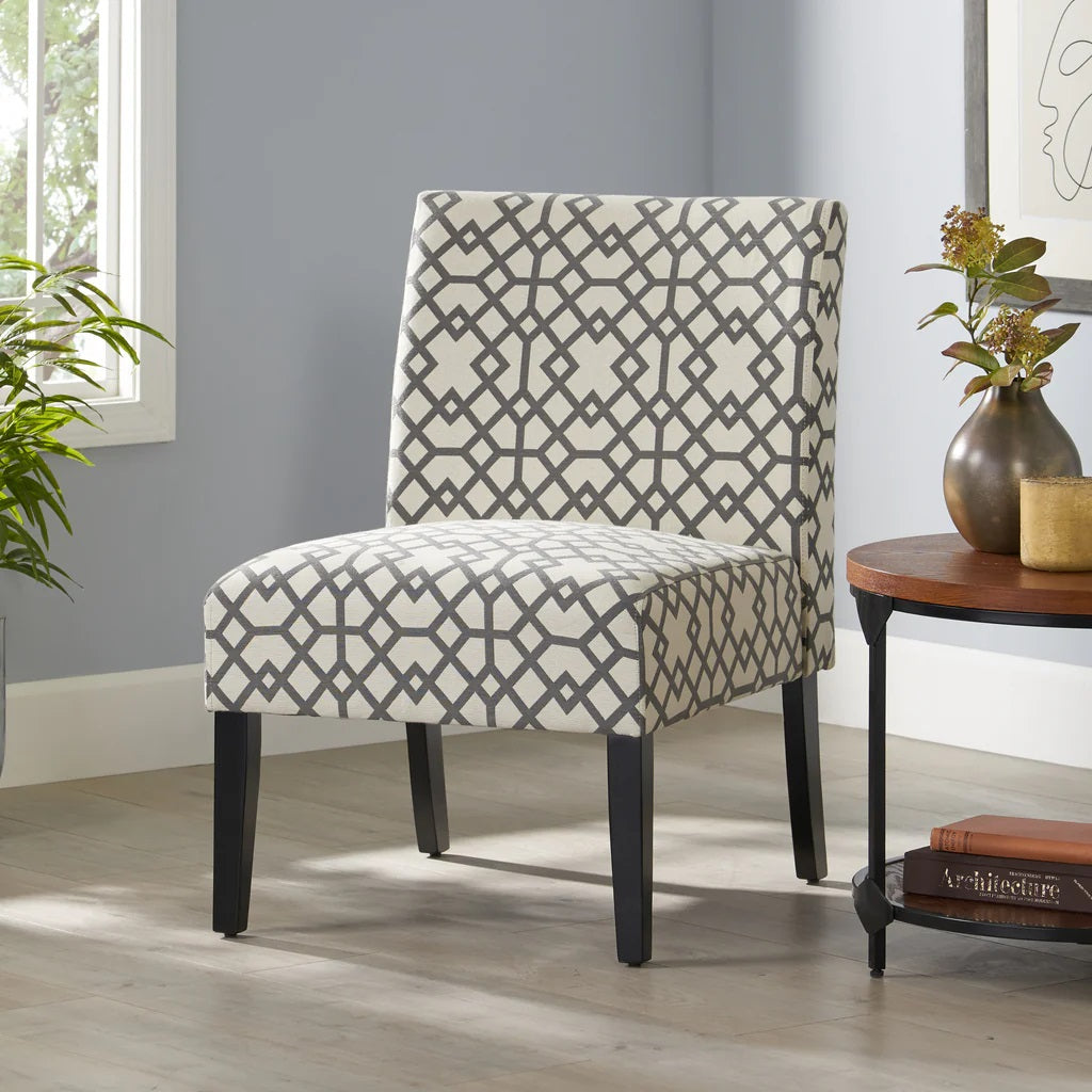 Fabric Slipper Accent Chair Geometric Pattern