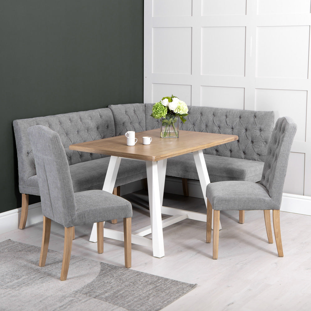 Carrington Grey 150cm Left Hand Button Back Dining Bench