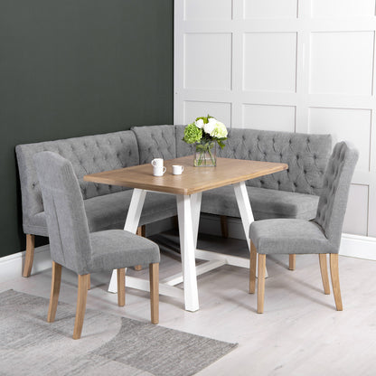 Carrington Grey 150cm Left Hand Button Back Dining Bench