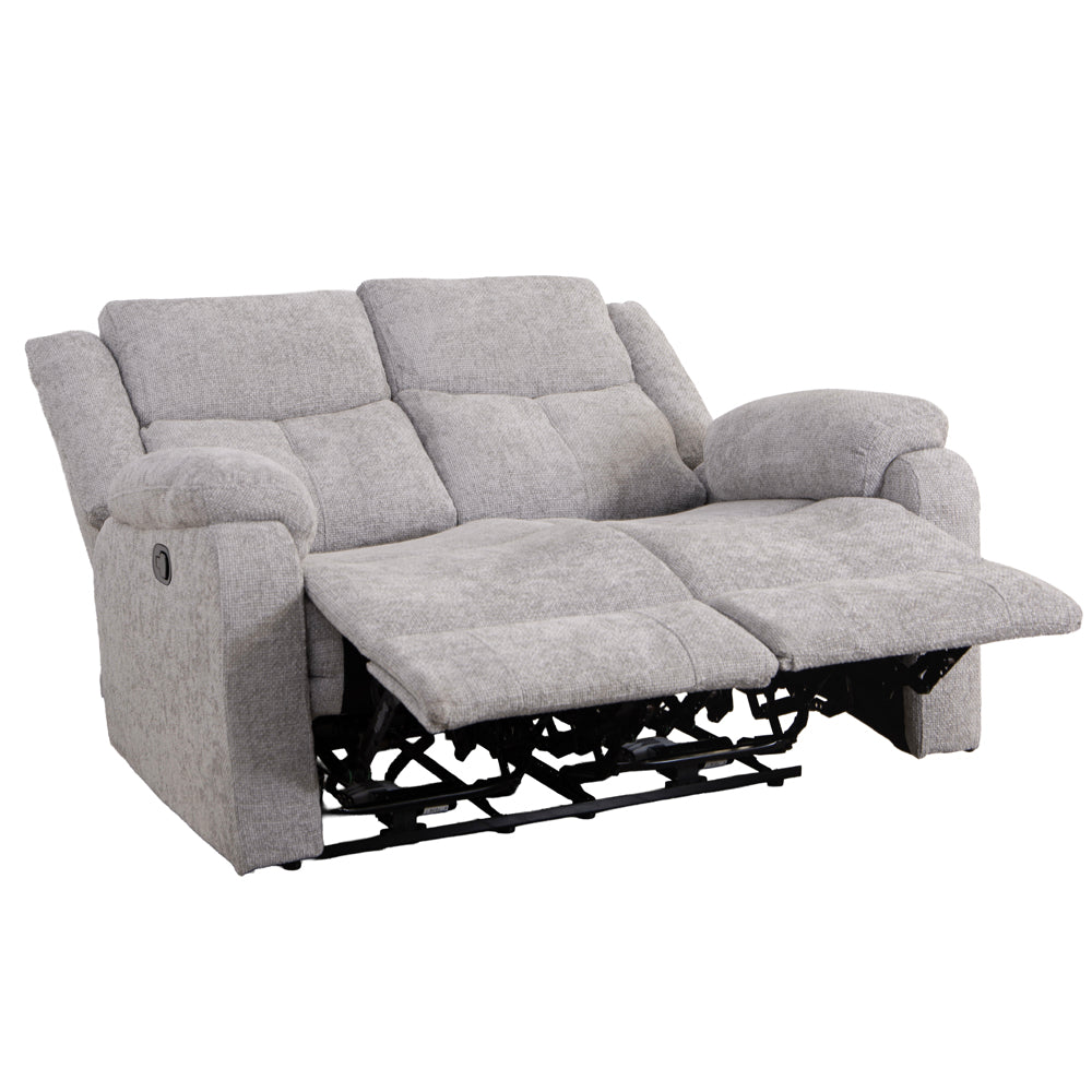 Rome Silver Manual Recliner 2 Seater Sofa