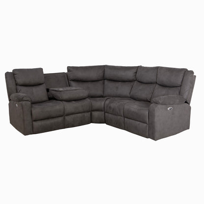 Rome Steel Power Corner Sofa with Console
