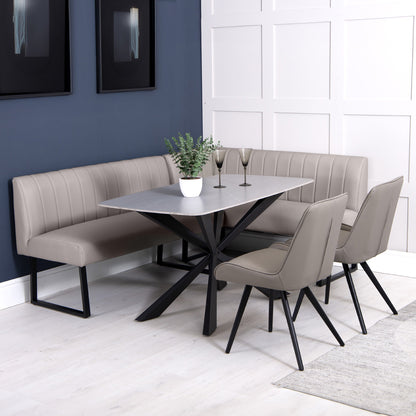 Charlesworth Taupe 142cm Left Hand Modern Industrial Dining Bench