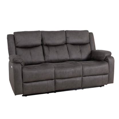 Rome Steel Power Recliner 3 Seater Sofa with Console
