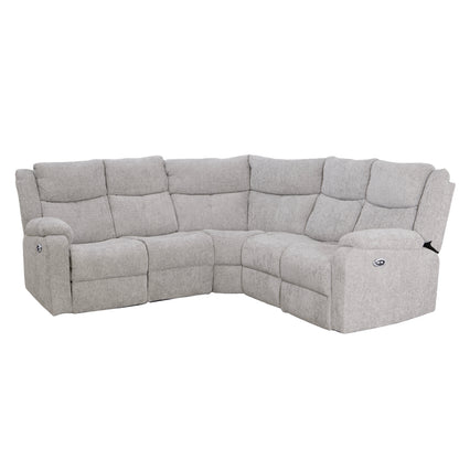 Rome Silver Power Corner Sofa with Console