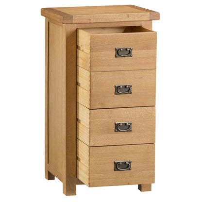 Winchester Oak 4 Drawer Narrow Chest