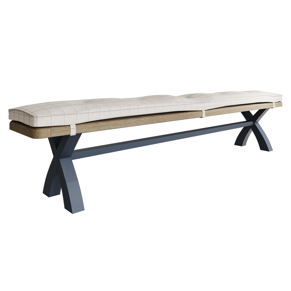 Wessex Smoked Oak Blue Painted 2.5m Cross Leg Bench