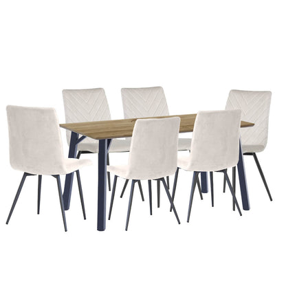 1.8m Oak Finish Table &amp; 6 x CH66 Taupe Chairs