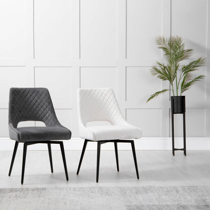 Chelford Limestone Velvet Diamond Stich Back Dining Chair