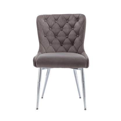 Caldecott Grey Velvet Curved Button Back Dining Chair