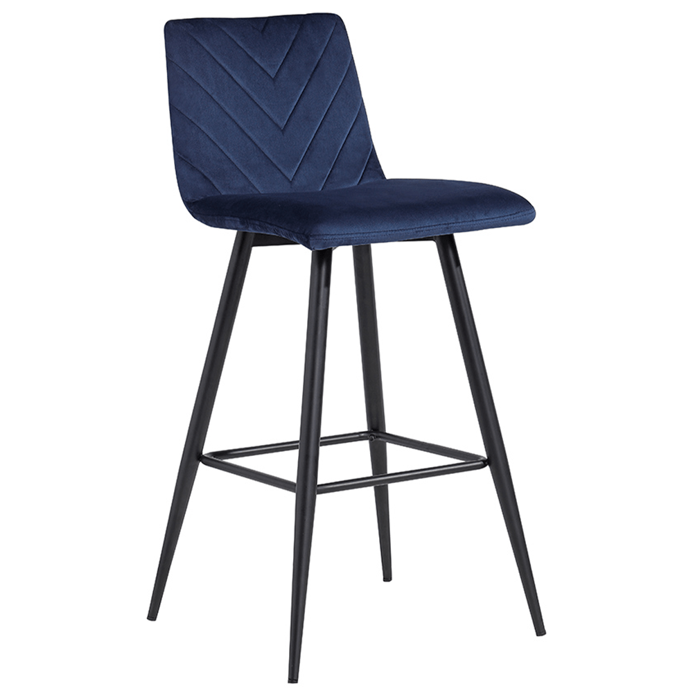 Retro Blue Velvet Bar Stool