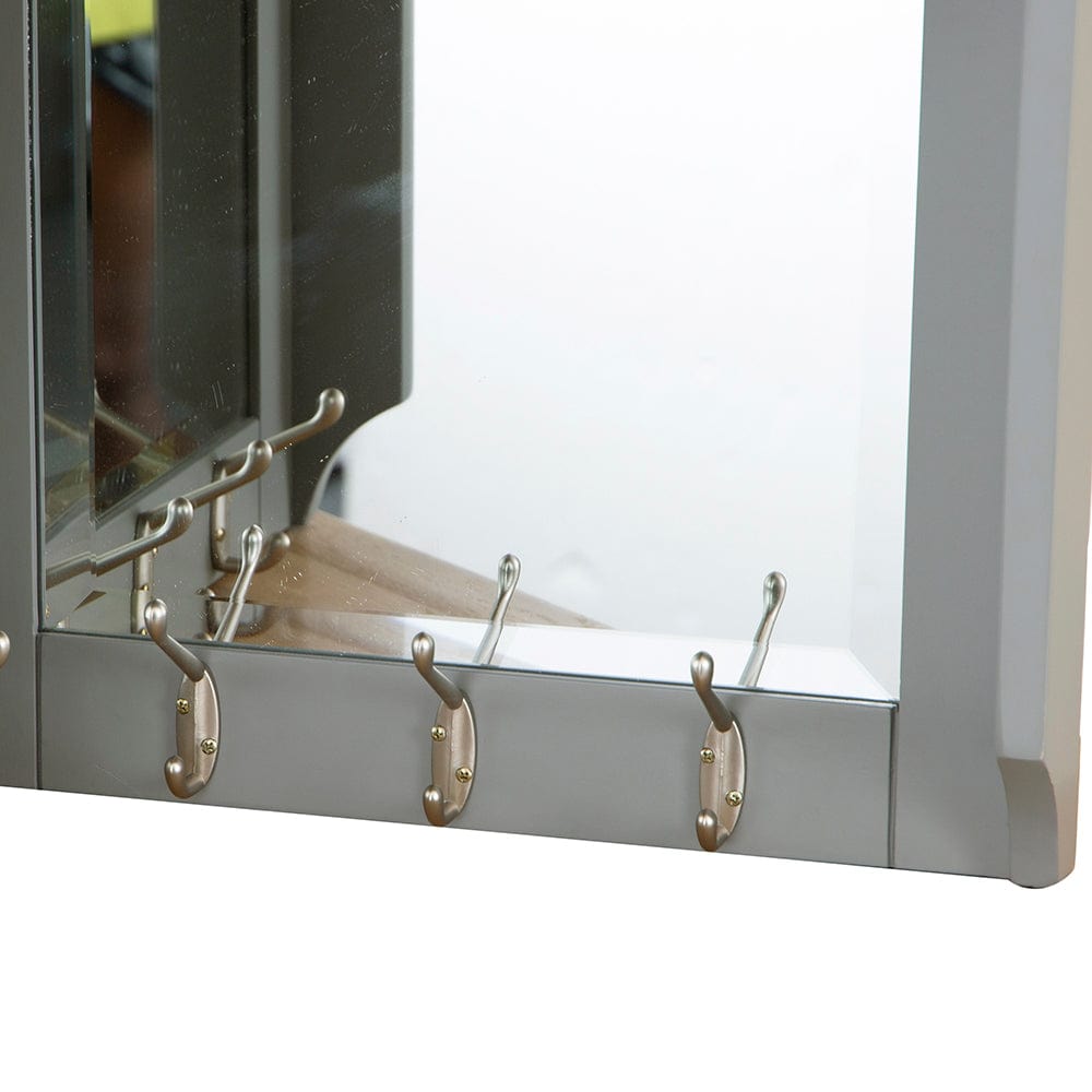 Dorset Storm Grey Painted Oak Corner Mirrored Coat Rack