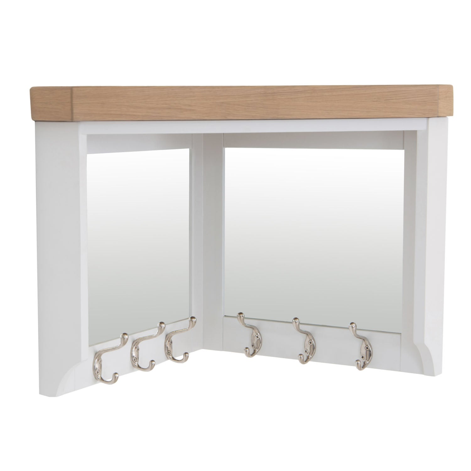 Dorset White Painted Oak Corner Mirrored Coat Rack