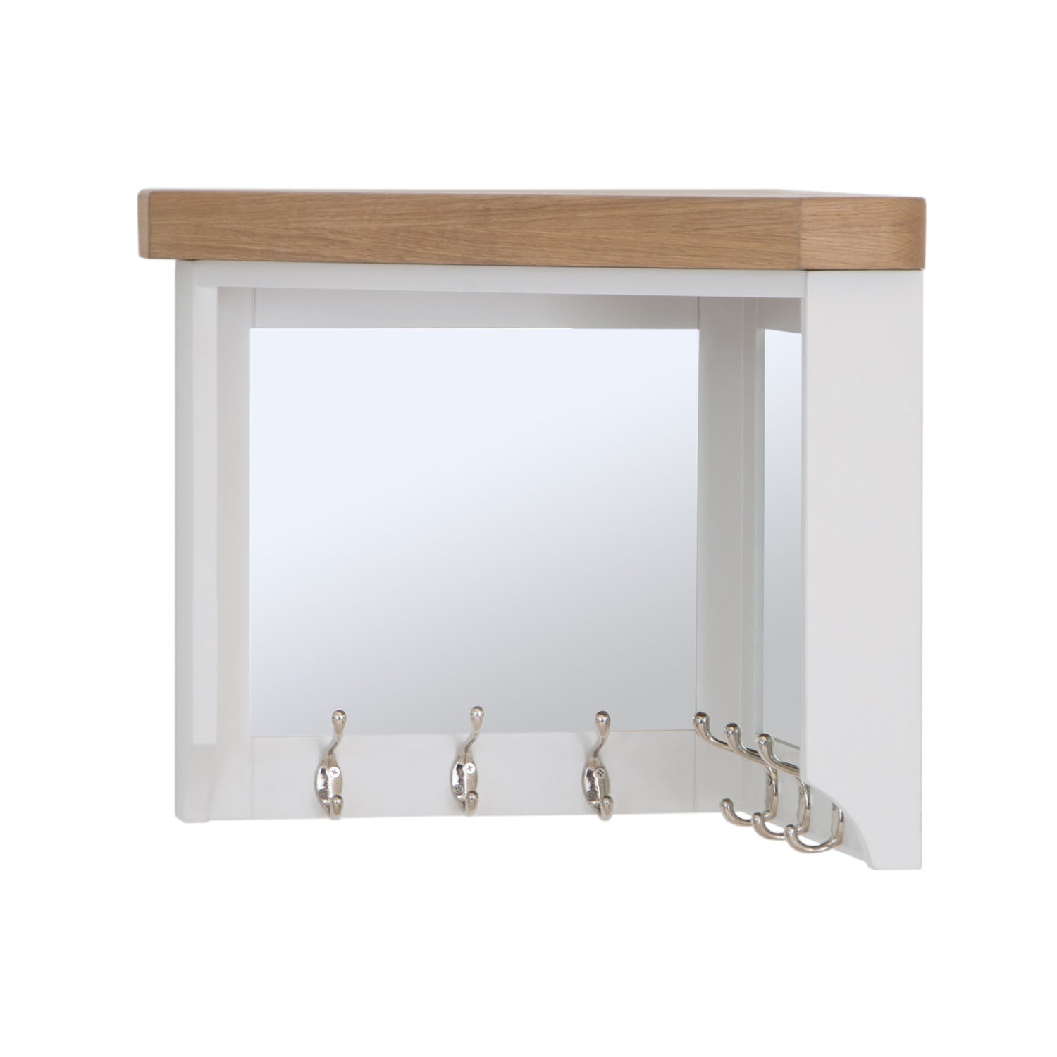 Dorset White Painted Oak Corner Mirrored Coat Rack