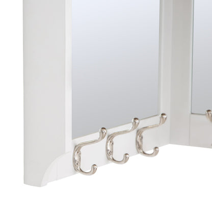 Dorset White Painted Oak Corner Mirrored Coat Rack