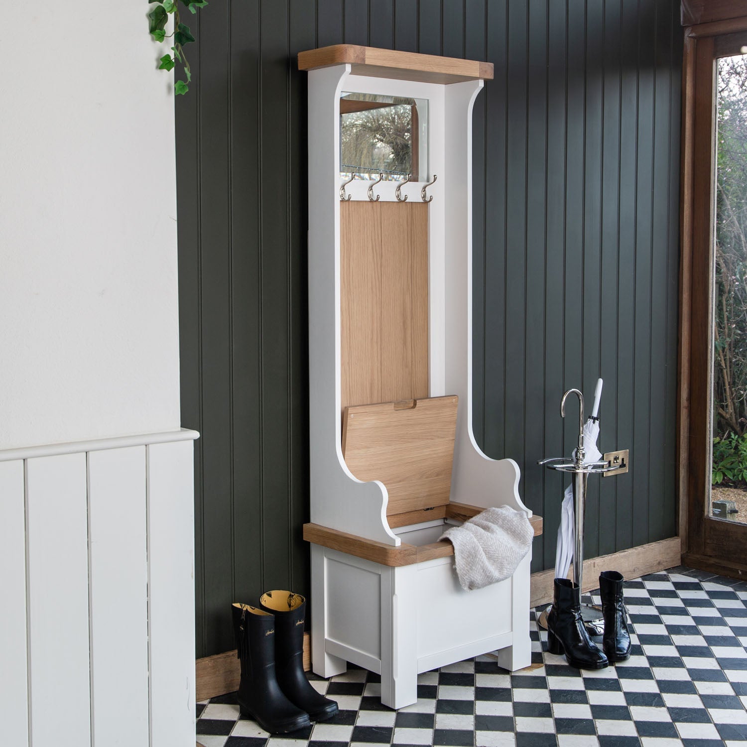 Dorset White Painted Oak Hallway Storage Unit