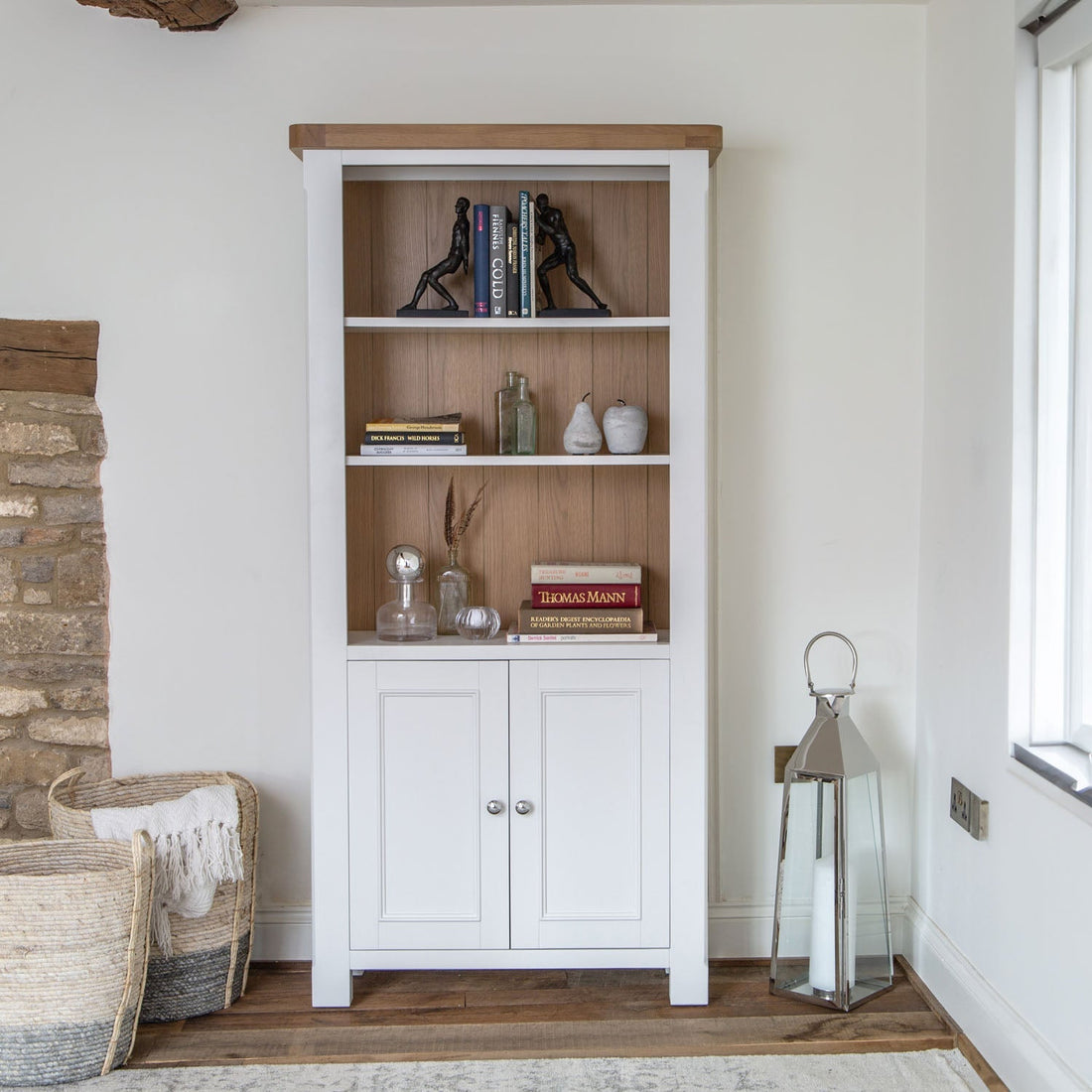 Dorset White Painted Oak Tall Large Bookcase