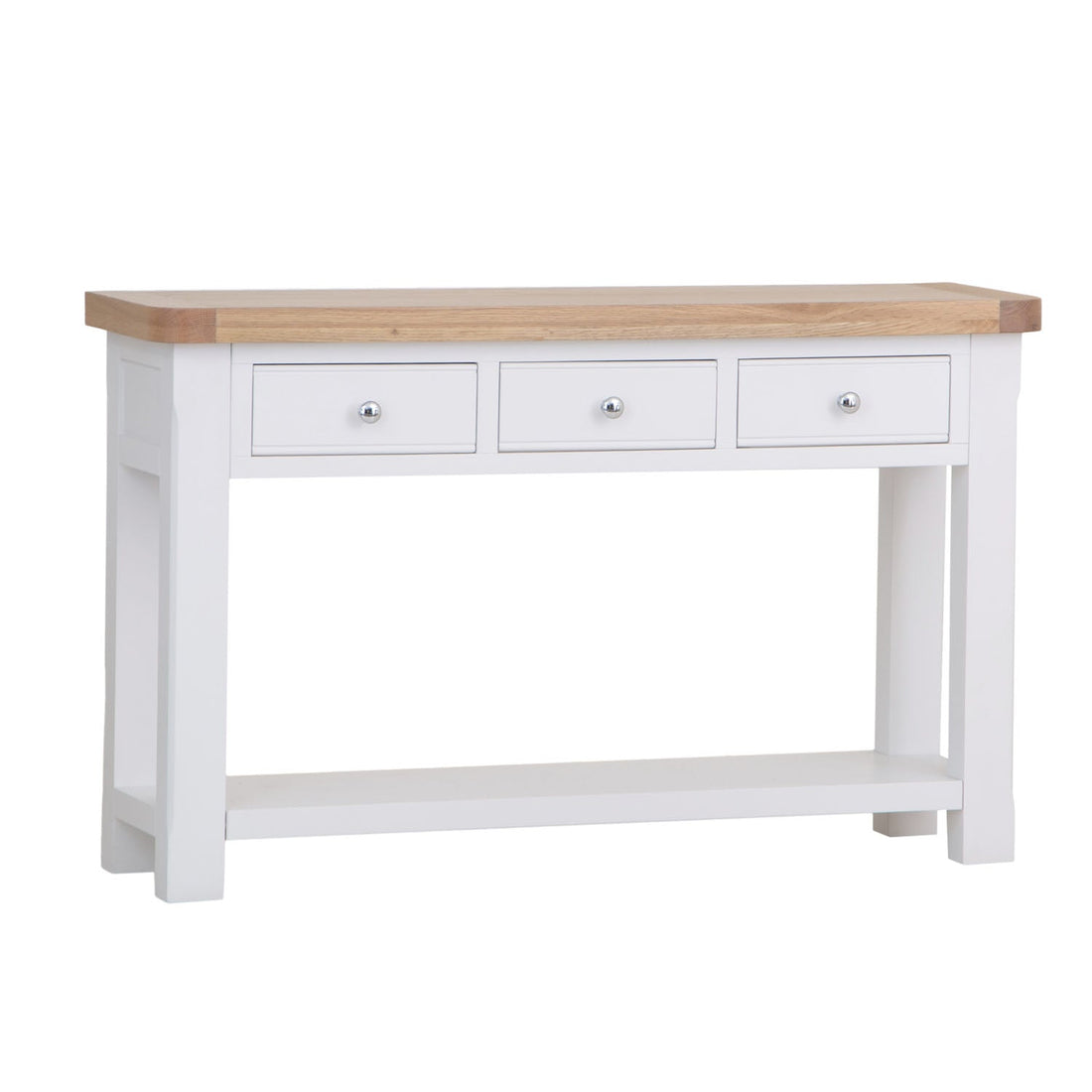 Dorset White Painted Oak Large 3 Drawer Console Table