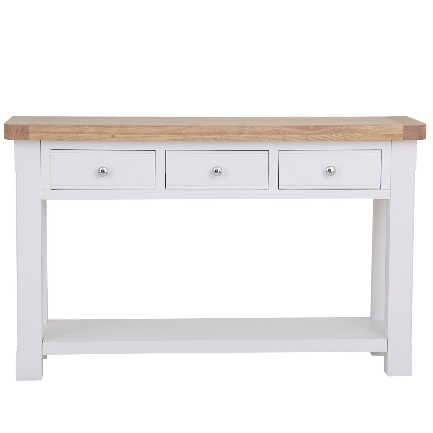 Dorset White Painted Oak Large 3 Drawer Console Table