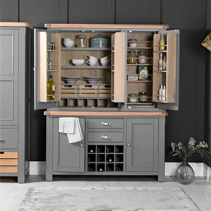 Dorset Storm Grey Painted Oak Large Larder Top for Large Sideboard Wine Rack (Top Only)