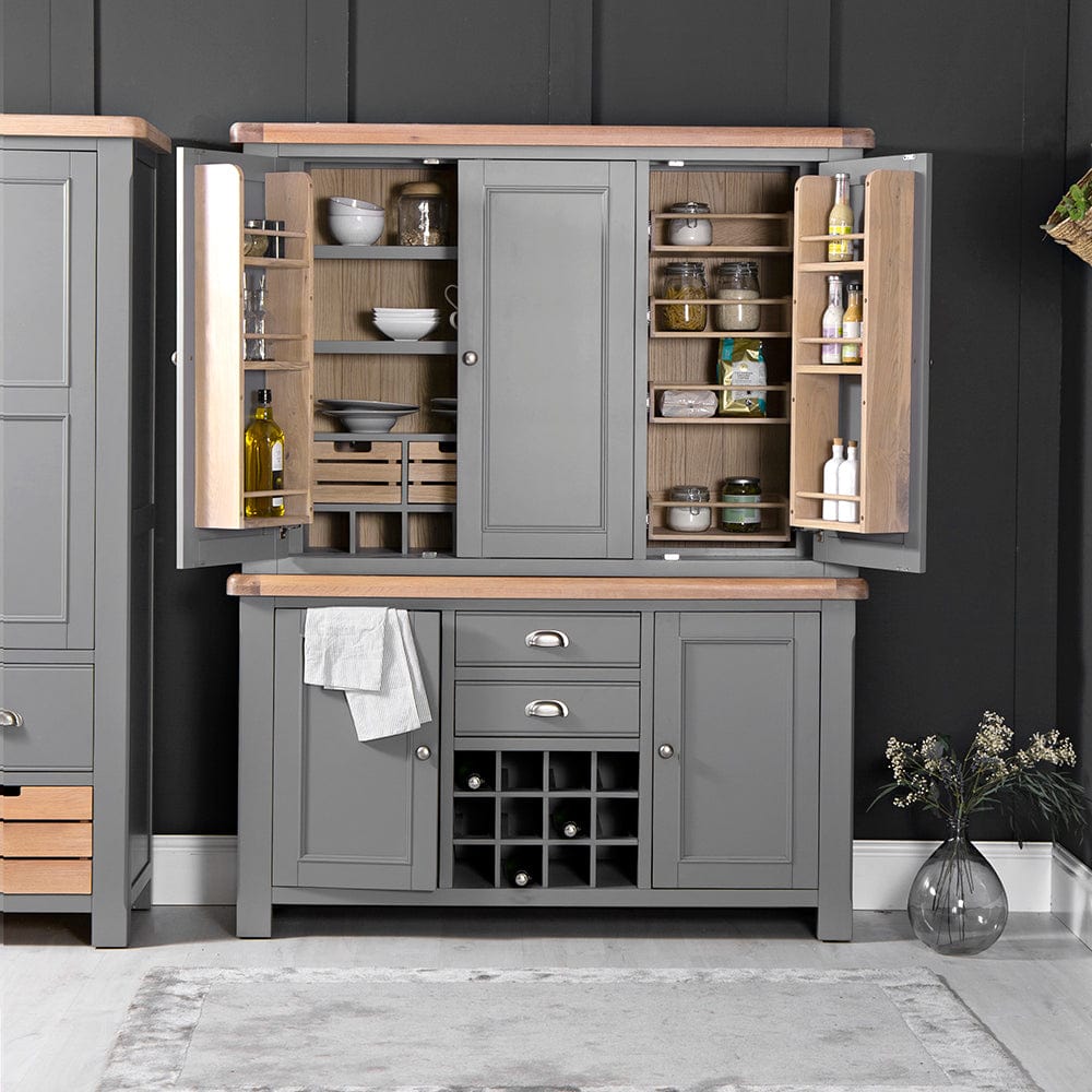 Dorset Storm Grey Painted Oak Large Larder Top for Large Sideboard Wine Rack (Top Only)