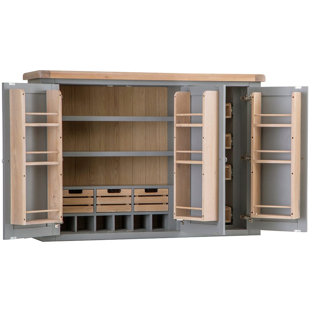 Dorset Storm Grey Painted Oak Large Larder Top for Large Sideboard Wine Rack (Top Only)