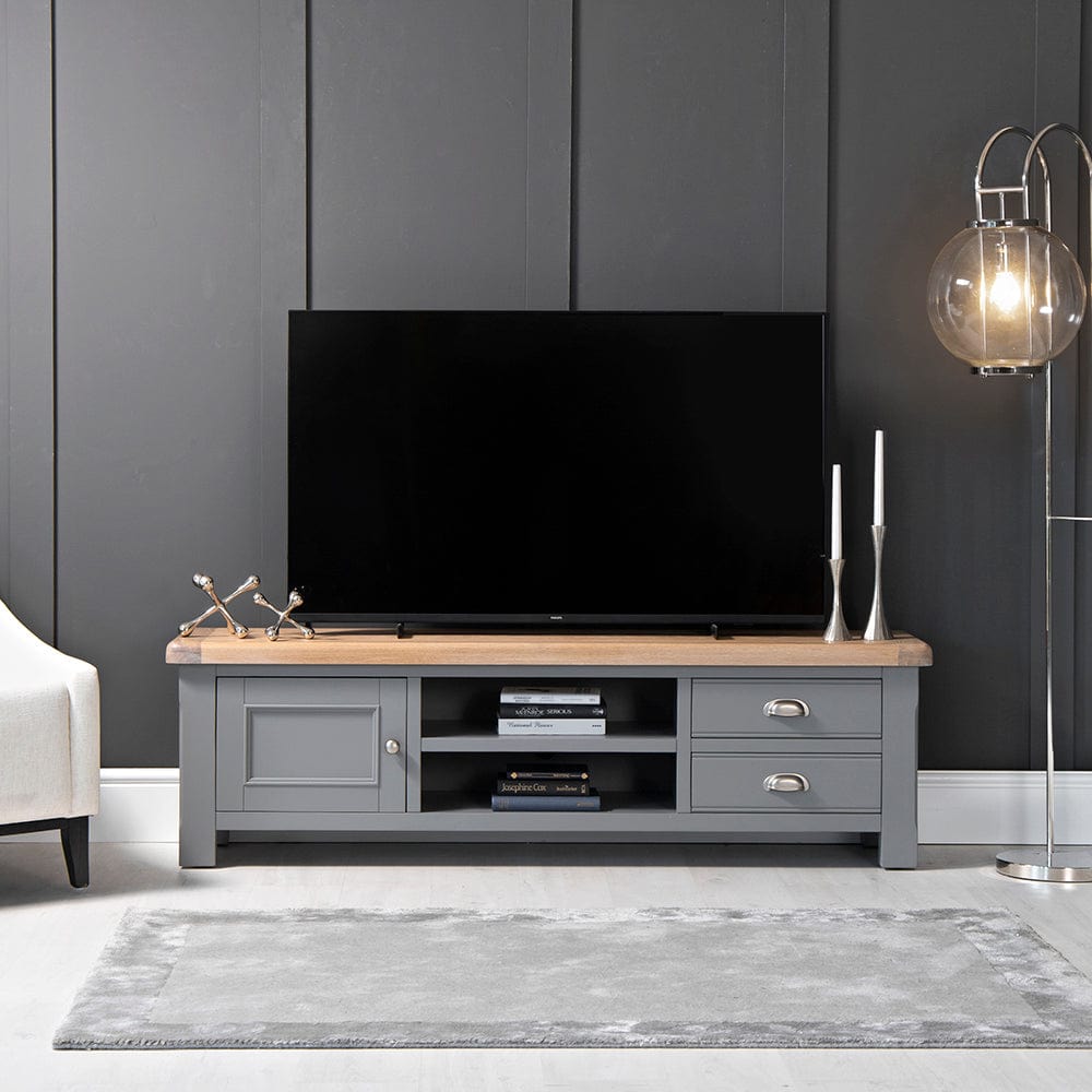 Dorset Storm Grey Painted Oak Large TV Unit