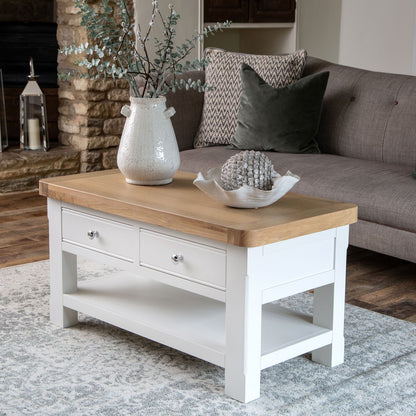 Dorset White Painted Oak Coffee Table with Drawer