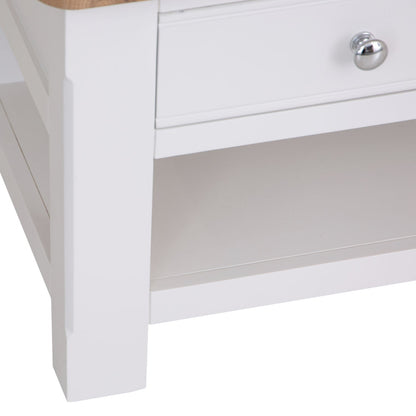 Dorset White Painted Oak Coffee Table with Drawer