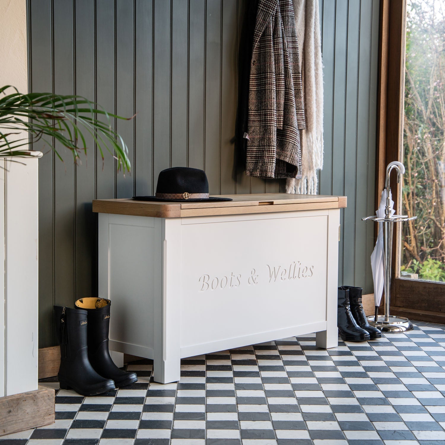 Dorset White Painted Oak Shoe Storage Box