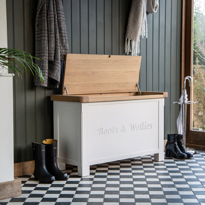 Dorset White Painted Oak Shoe Storage Box