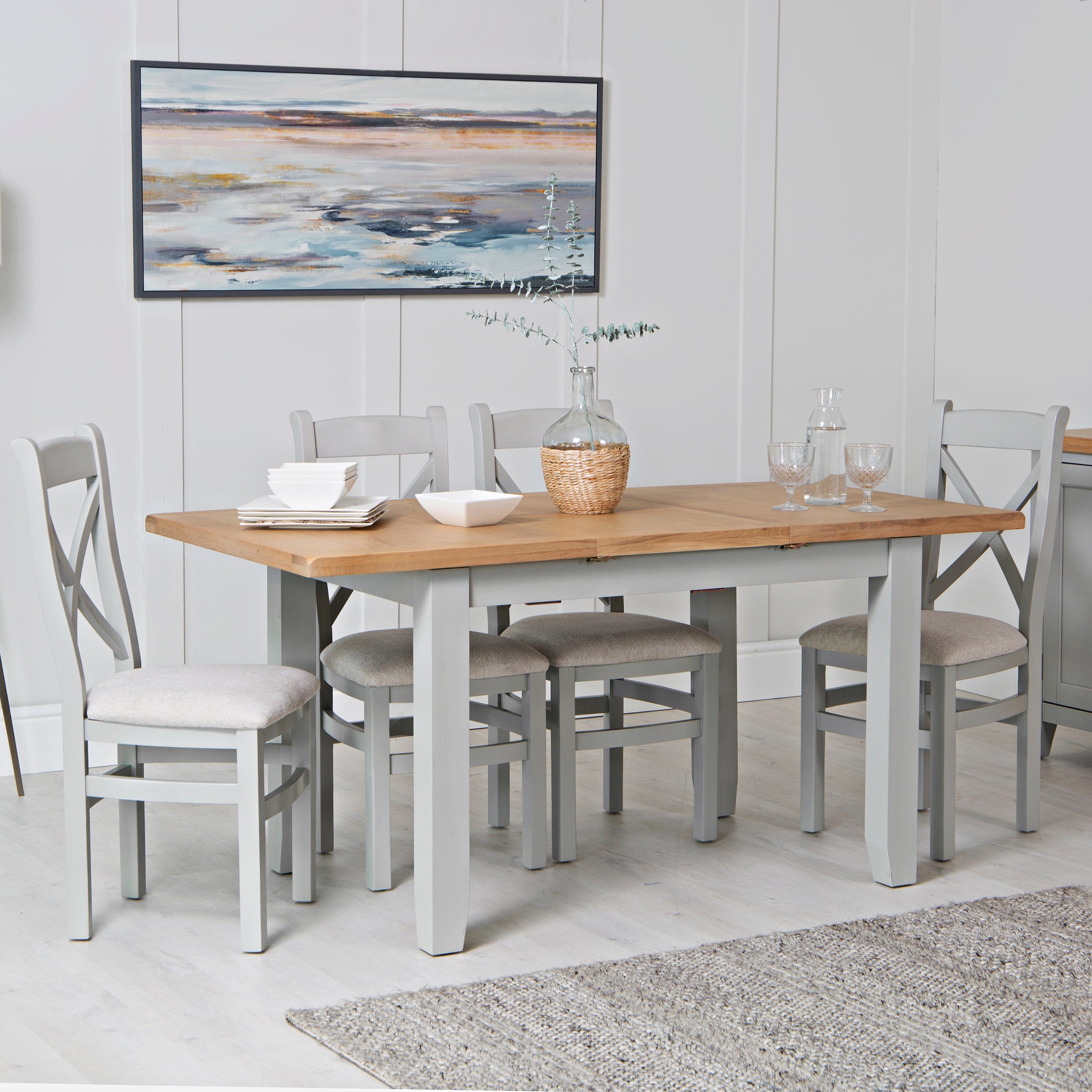 Eaton Grey Painted Oak 1.2m Butterfly Extending Dining Table