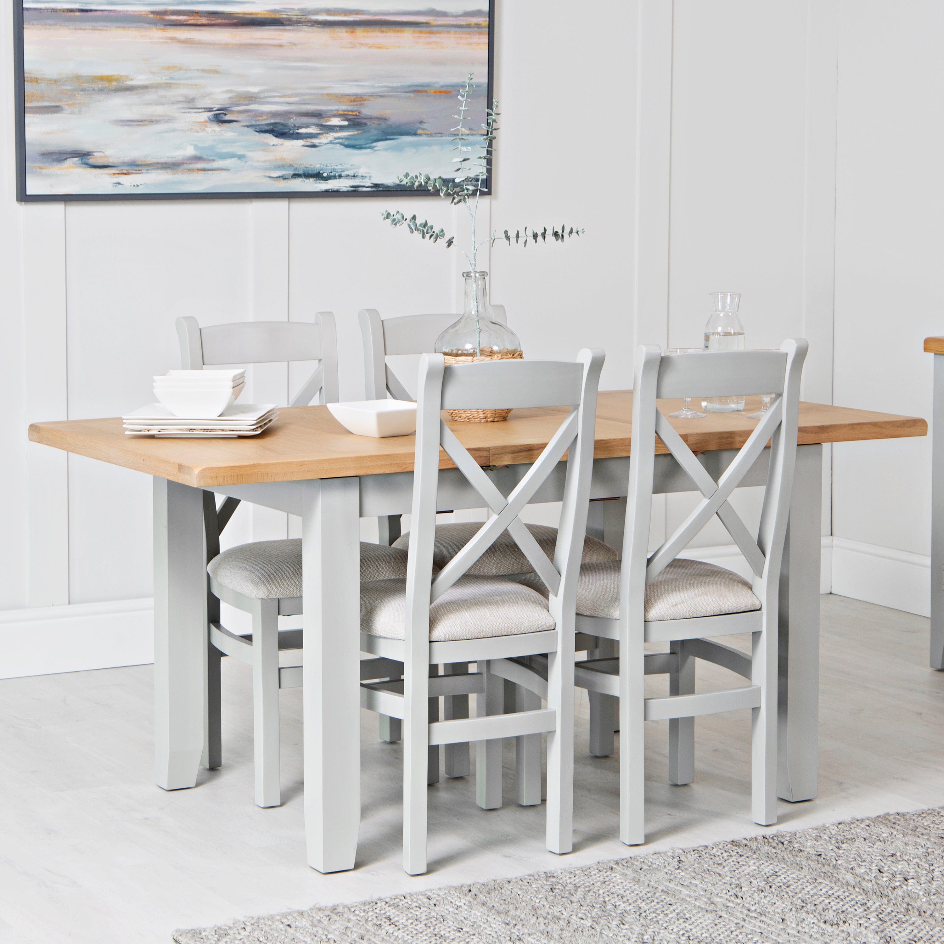 Eaton Grey Painted Oak 1.2m Butterfly Extending Dining Table