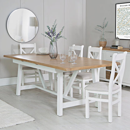 Eaton White Painted Oak 1.8m Butterfly Extending Dining Table