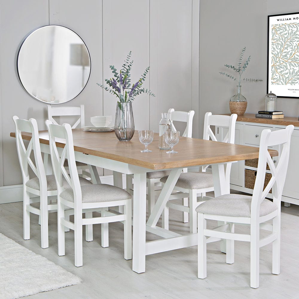 Eaton White Painted Oak 1.8m Butterfly Extending Dining Table