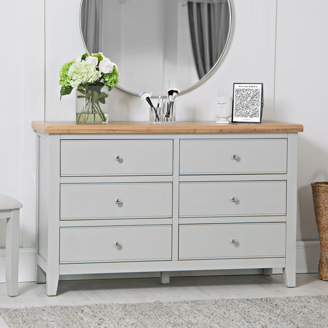 Eaton Grey Painted Oak 6 Drawer Chest