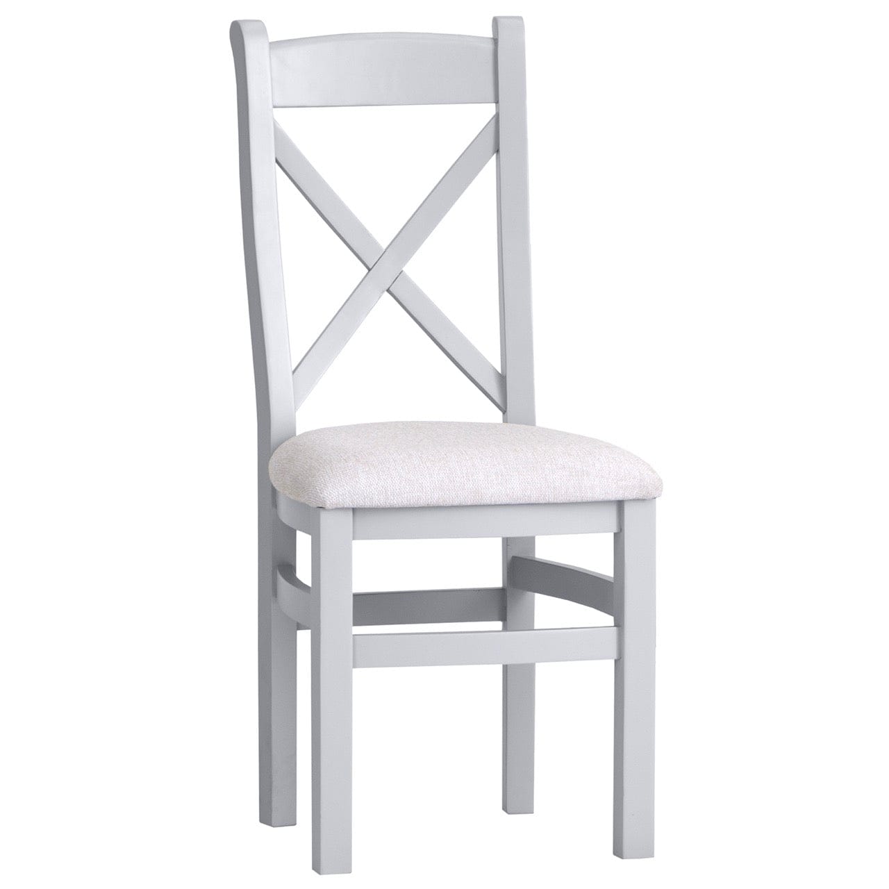 Eaton Grey Painted Oak Cross Back Dining Chair Fabric Seat