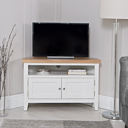 Eaton White Painted Oak Corner TV Unit