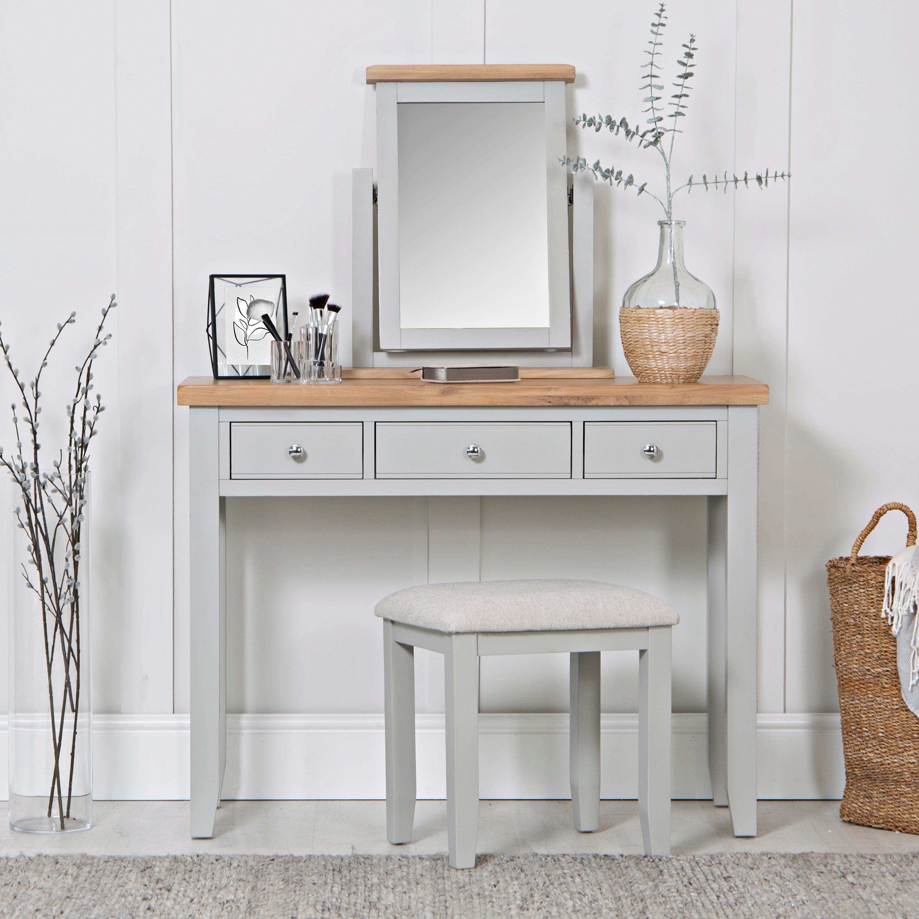 Eaton Grey Painted Oak Dressing Table Mirror