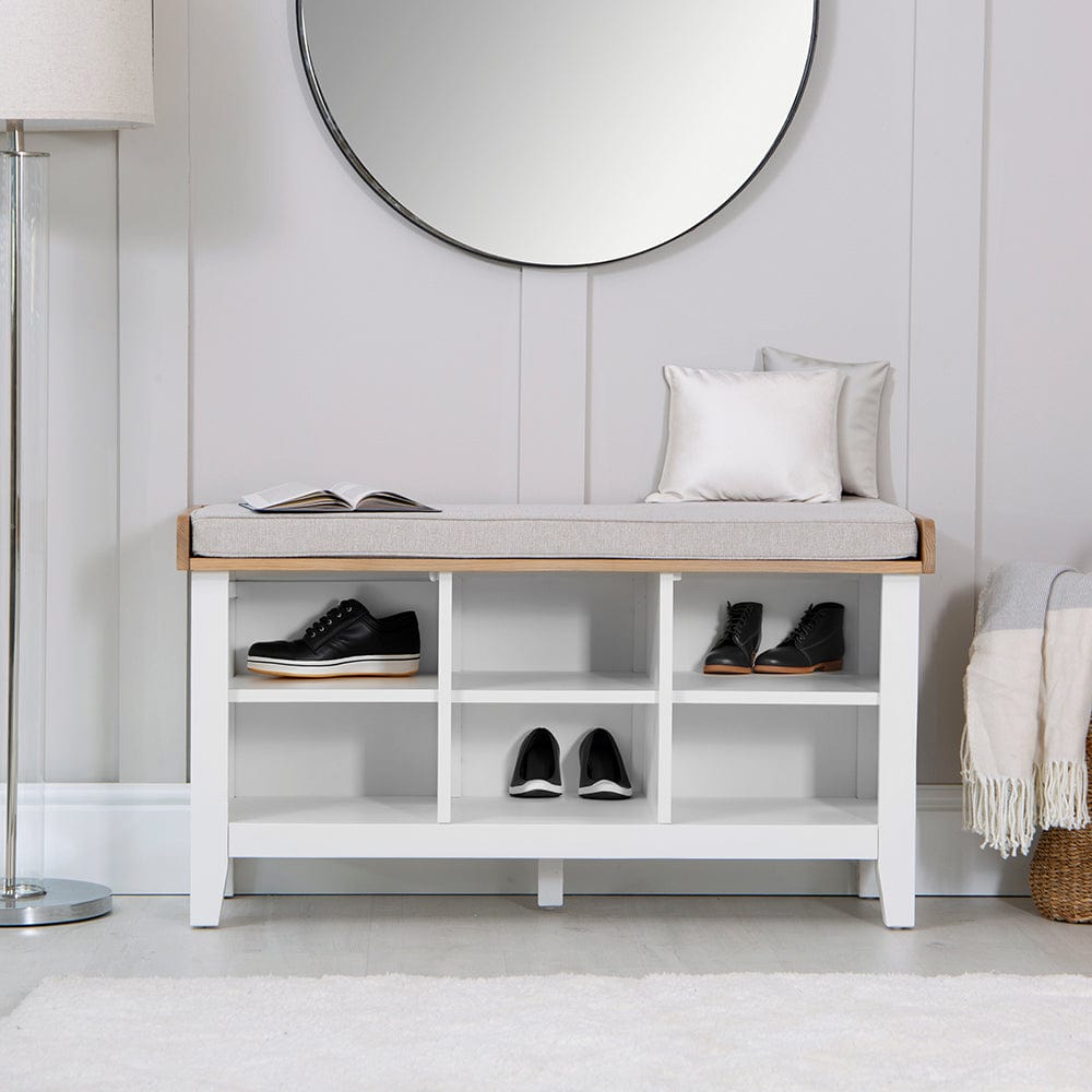 Eaton White Painted Oak Large Hall Bench