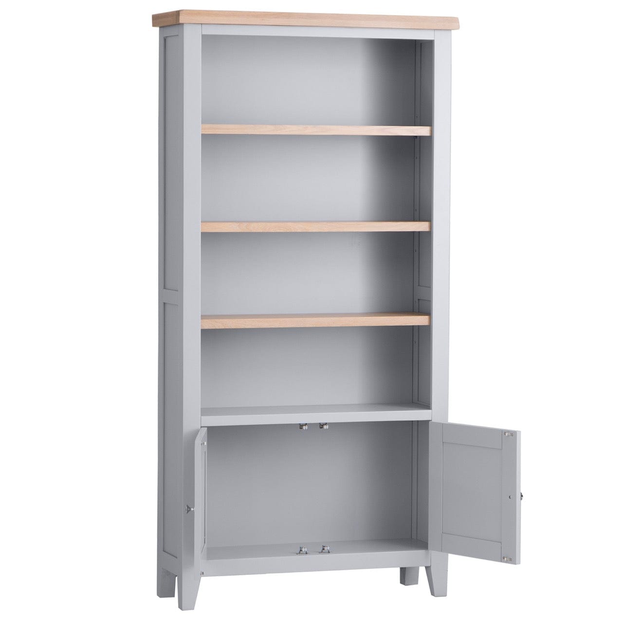 Eaton Grey Painted Oak Large Wide Bookcase