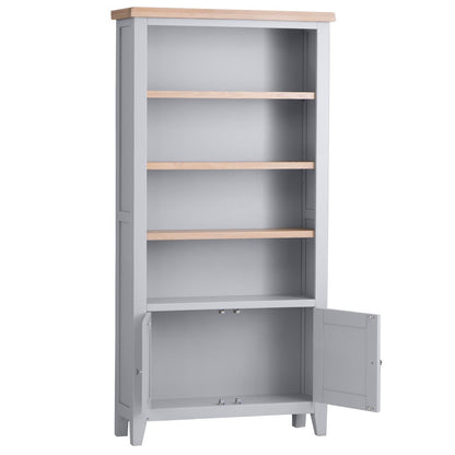 Eaton Grey Painted Oak Large Wide Bookcase