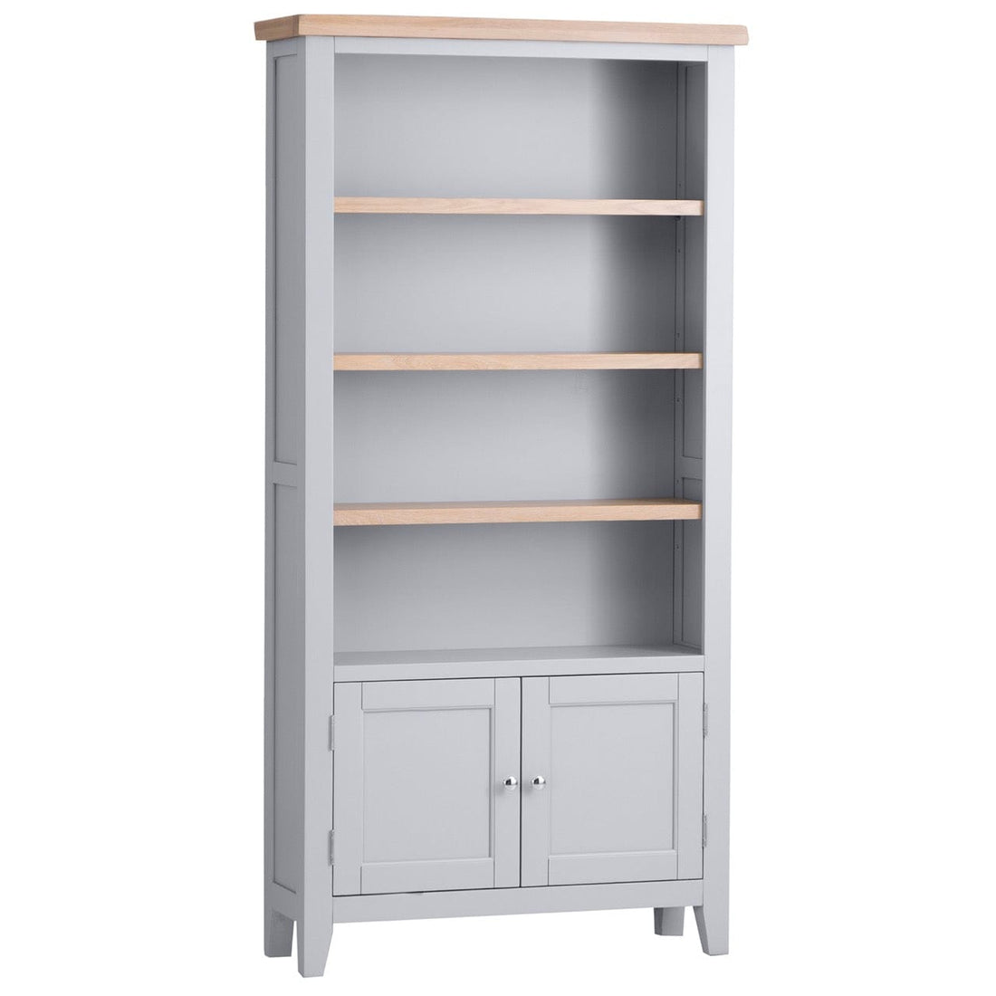 Eaton Grey Painted Oak Large Wide Bookcase