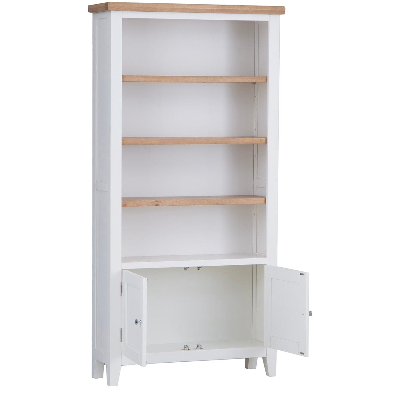 Eaton White Painted Oak Large Wide Bookcase