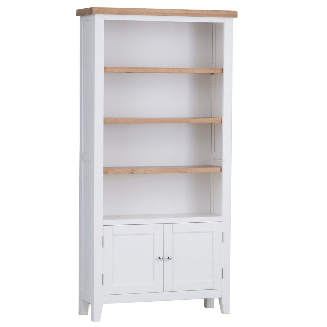 Eaton White Painted Oak Large Wide Bookcase