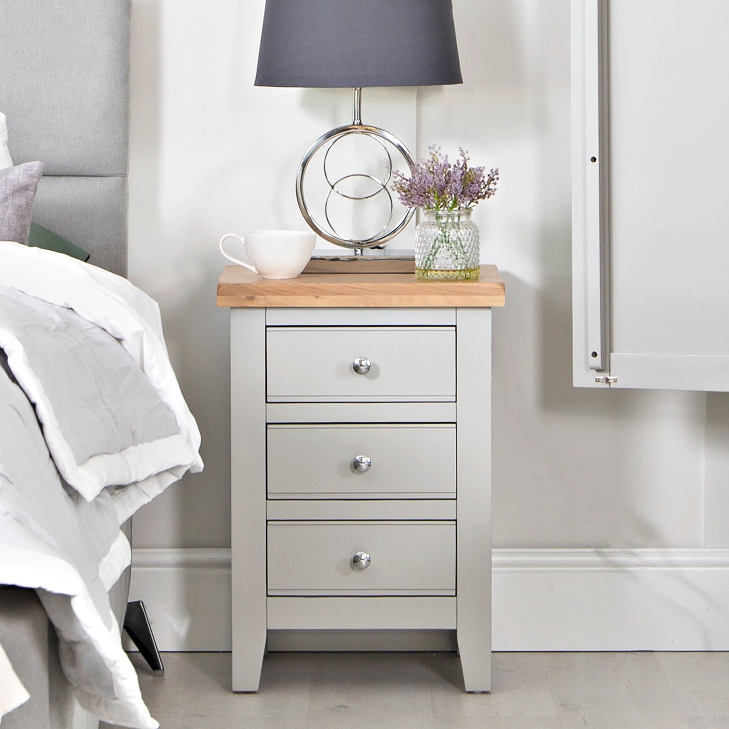 Eaton Grey Painted Oak Large Bedside Table