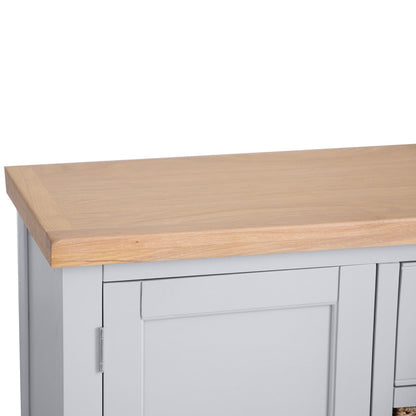 Eaton Grey Painted Oak 2 Door Large Sideboard with Wicker Baskets