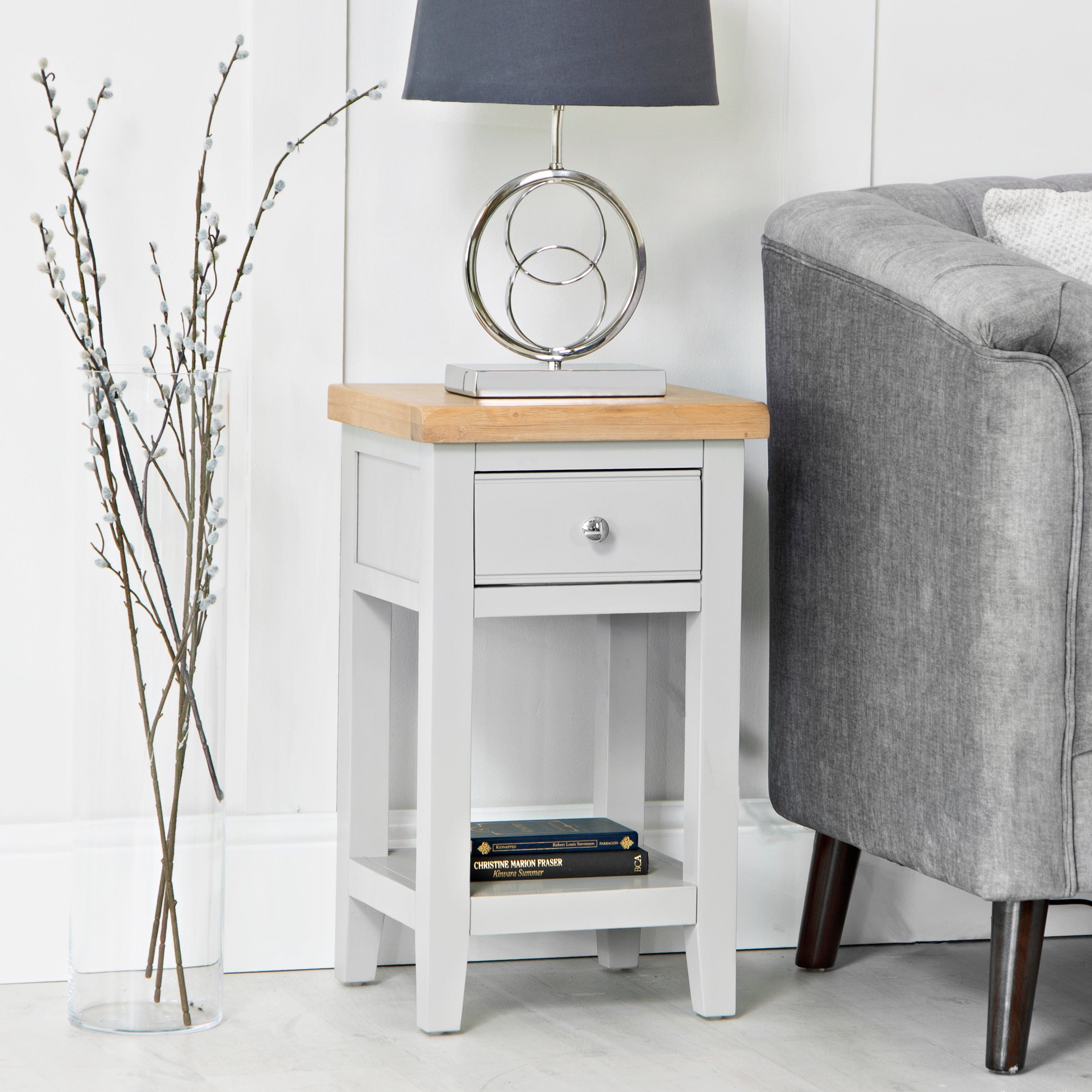 Eaton Grey Painted Oak Lamp Table