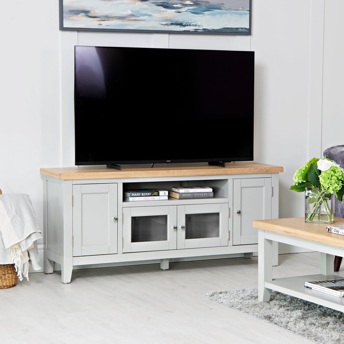 Eaton Grey Painted Oak Large TV Unit