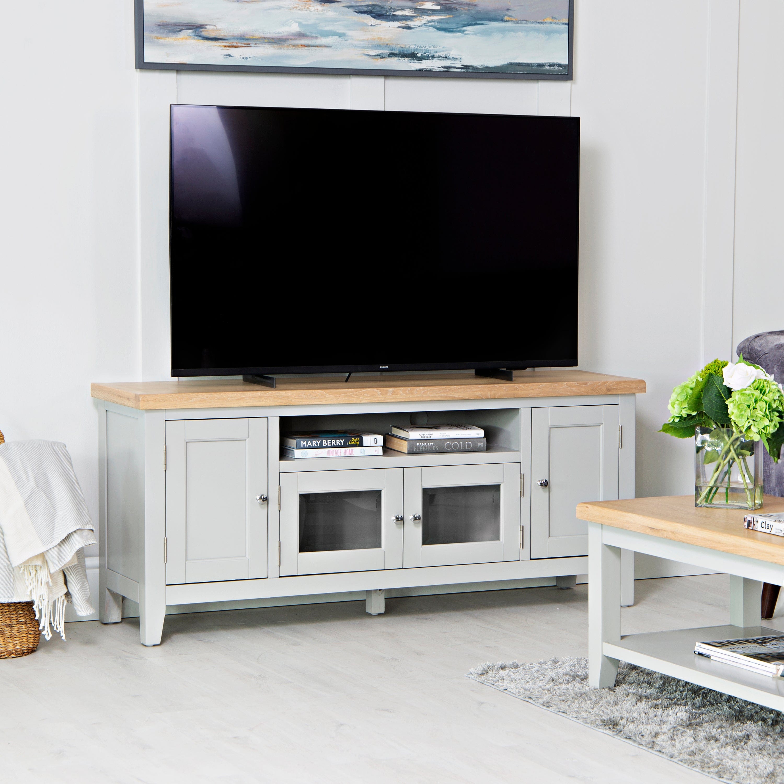 Eaton Grey Painted Oak Large TV Unit